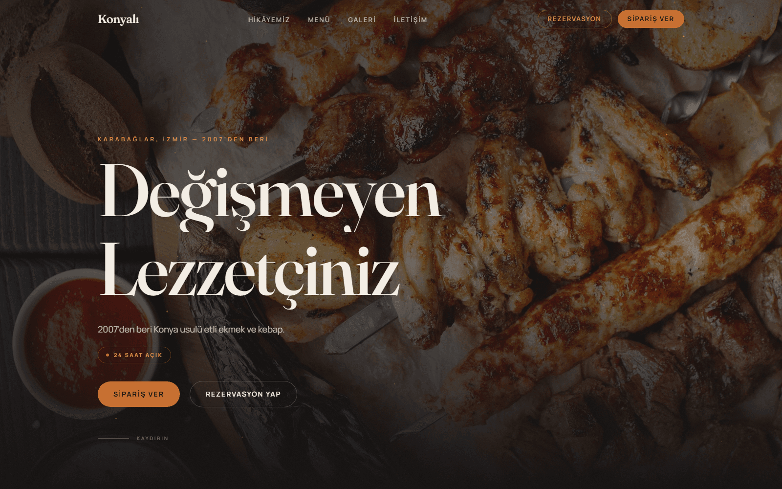Konyalı Etli Ekmek website — hero section