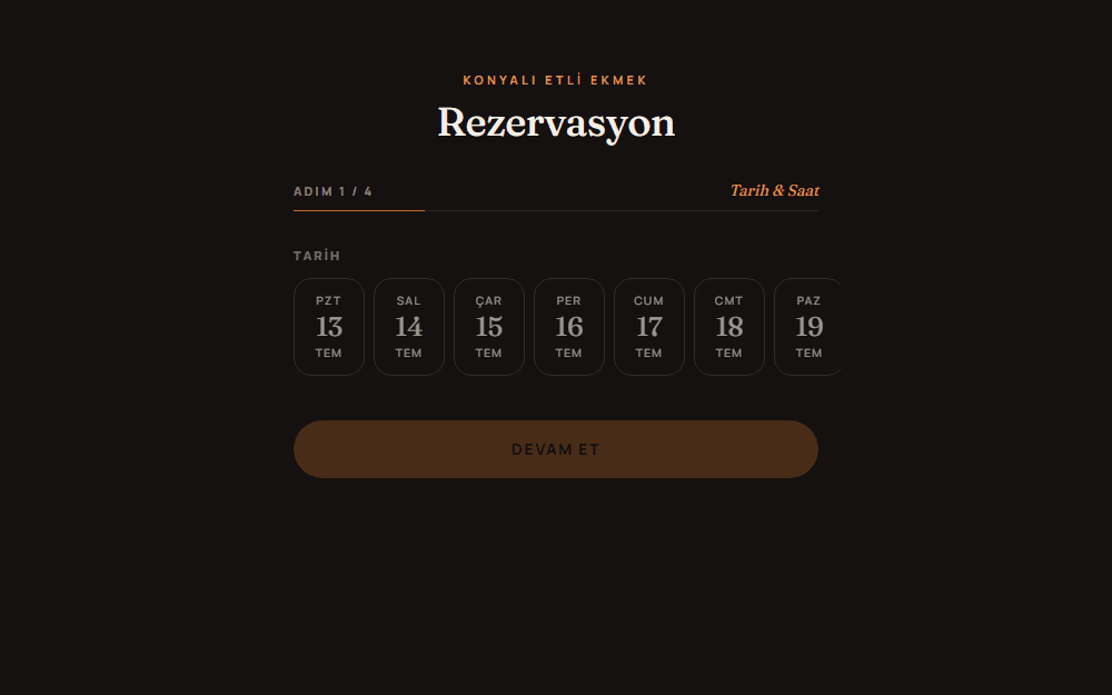 RezerveSistem — guest booking flow, step one